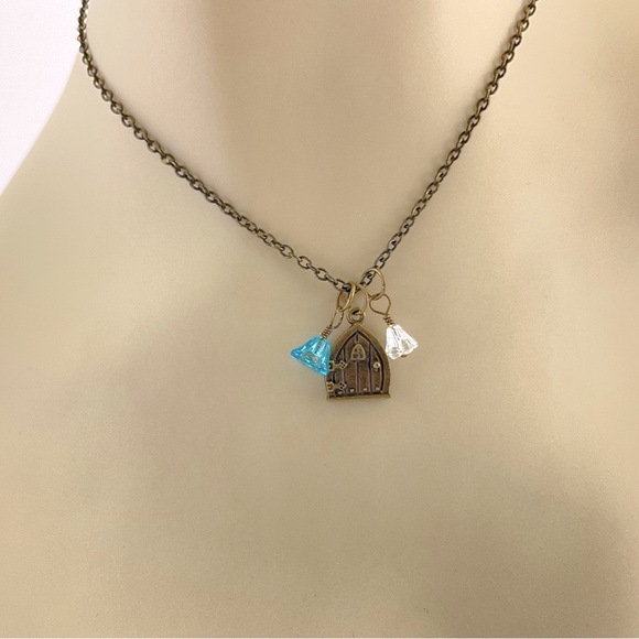 Fairy Door Pendant, Handmade, Hobbit Door with Flowers, Fairy Core, Forest Core - Picture 8 of 9